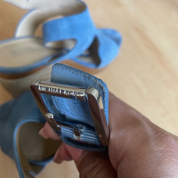 Michael Kors Espadrille Wedges, Sky Blue Suede, Sz 8.5Medium - Picture 5 of 8